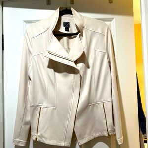 Liquid Leather Jacket from Clara Sunwoo - Ivory. Size Large